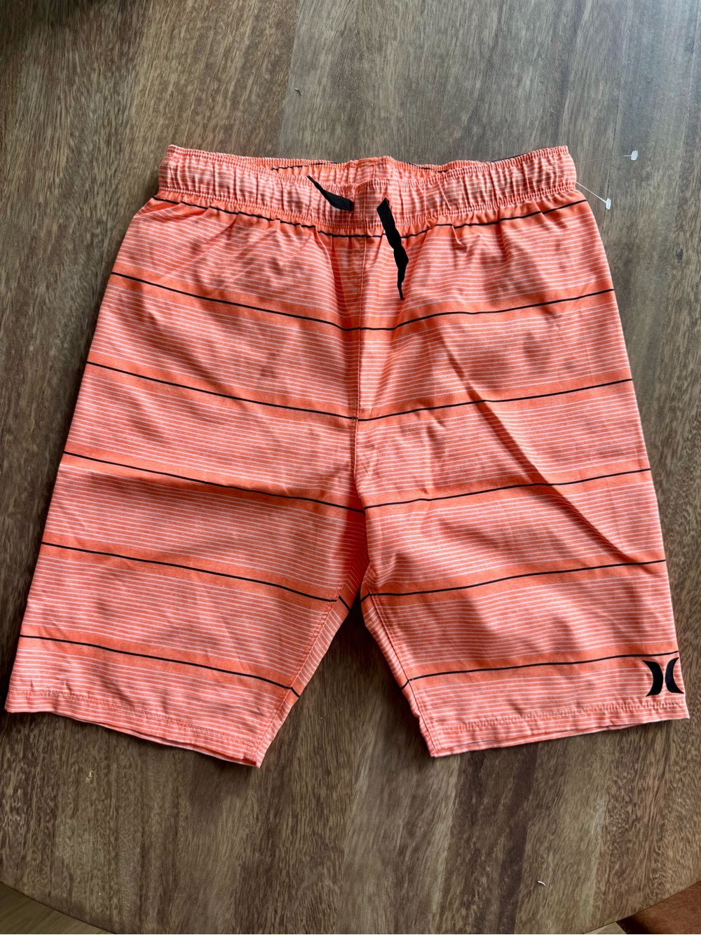 NWT Hurley Boys Orange Striped Swim Trunks 14/16